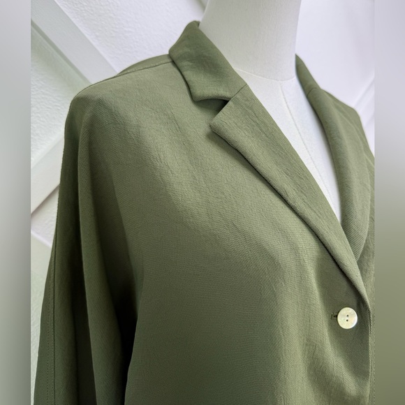 Aritzia Wilfred Freeform Crepette Button Front Shirt Olive Green Size Small - Picture 4 of 11